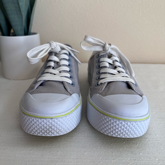 Marc Fisher Blue Rammy Gray Canvas Lace Up Platform Sneakers Women’s 7.5M - Picture 4 of 13